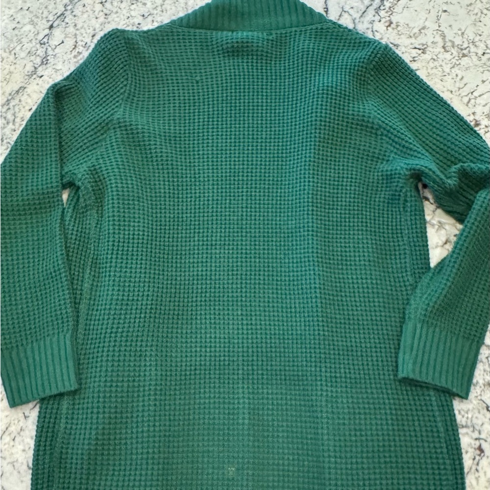 ZESICA Emerald Green Waffle Knit Open Front Cardigan Size Large - Picture 3 of 13